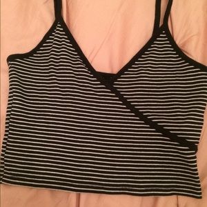 cropped black and white stripped tank top.